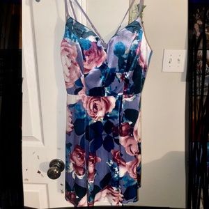 Purple Velvet Floral Dress Homecoming